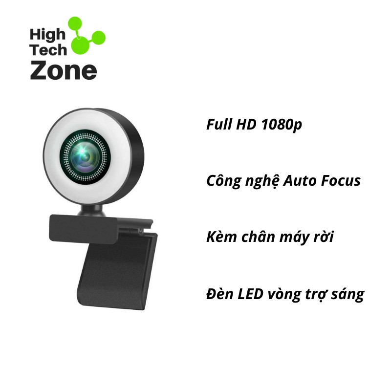 Webcam Full HD 1080p 2K Tích Hợp Đèn Led Trợ Sáng Livestream Có Mic HTZ002