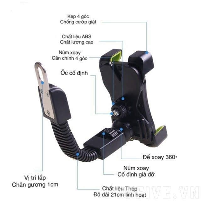 Kẹp điện thoại gắn chân gương xe máy , xe điện chống rung