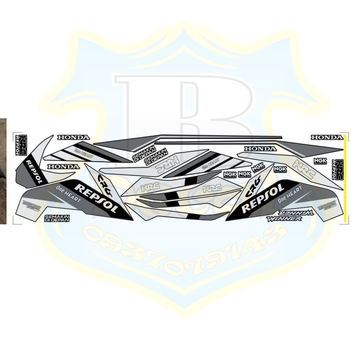 ( Quí khách vui lòng mang ra tiệm cho thợ dán ) Tem winner Repsol đen nhám