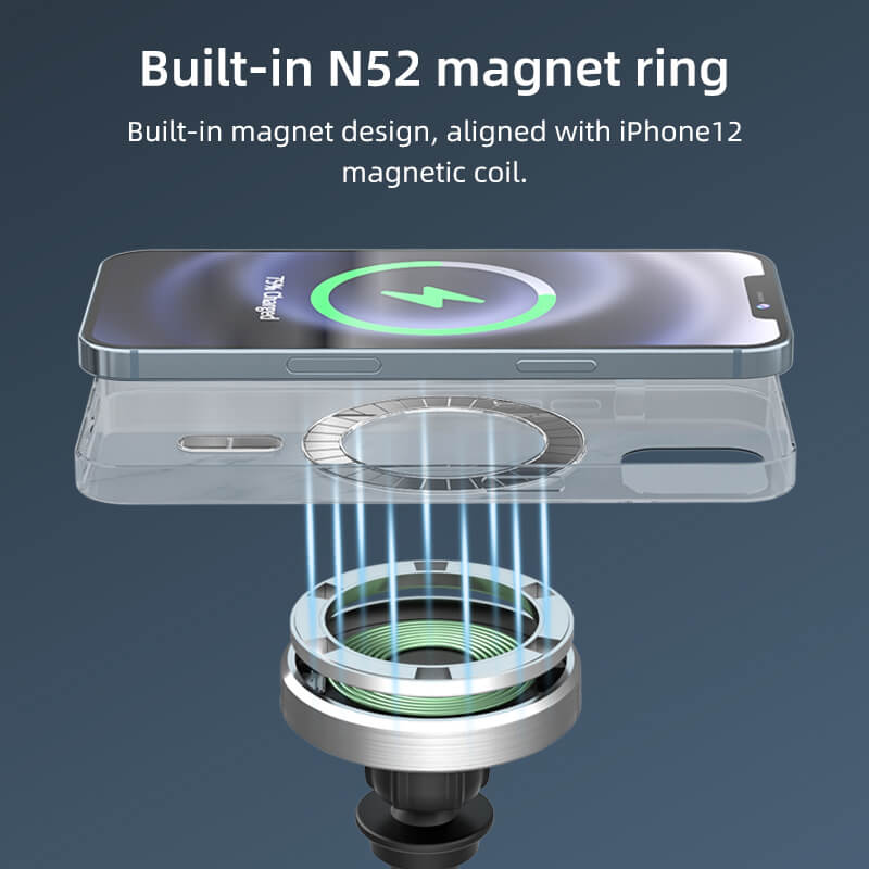 Đế sạc trên ô tô Magsafe 15W Giá đỡ Airvent dành cho iPhone 12 Pro 12 Max Mini Magnetic Mobile