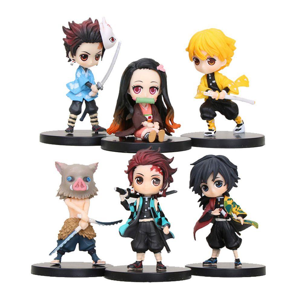 Set 6 Mô Hình Mô Phỏng Nhân Vật Hoạt Hình Demon Slayer Kimetsu No Yaiba