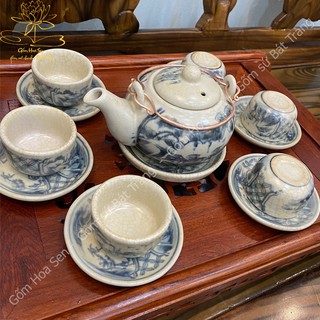 [Bát Tràng] Bộ Ấm Chén Men Rạn Giả Cổ Dáng Nhật
