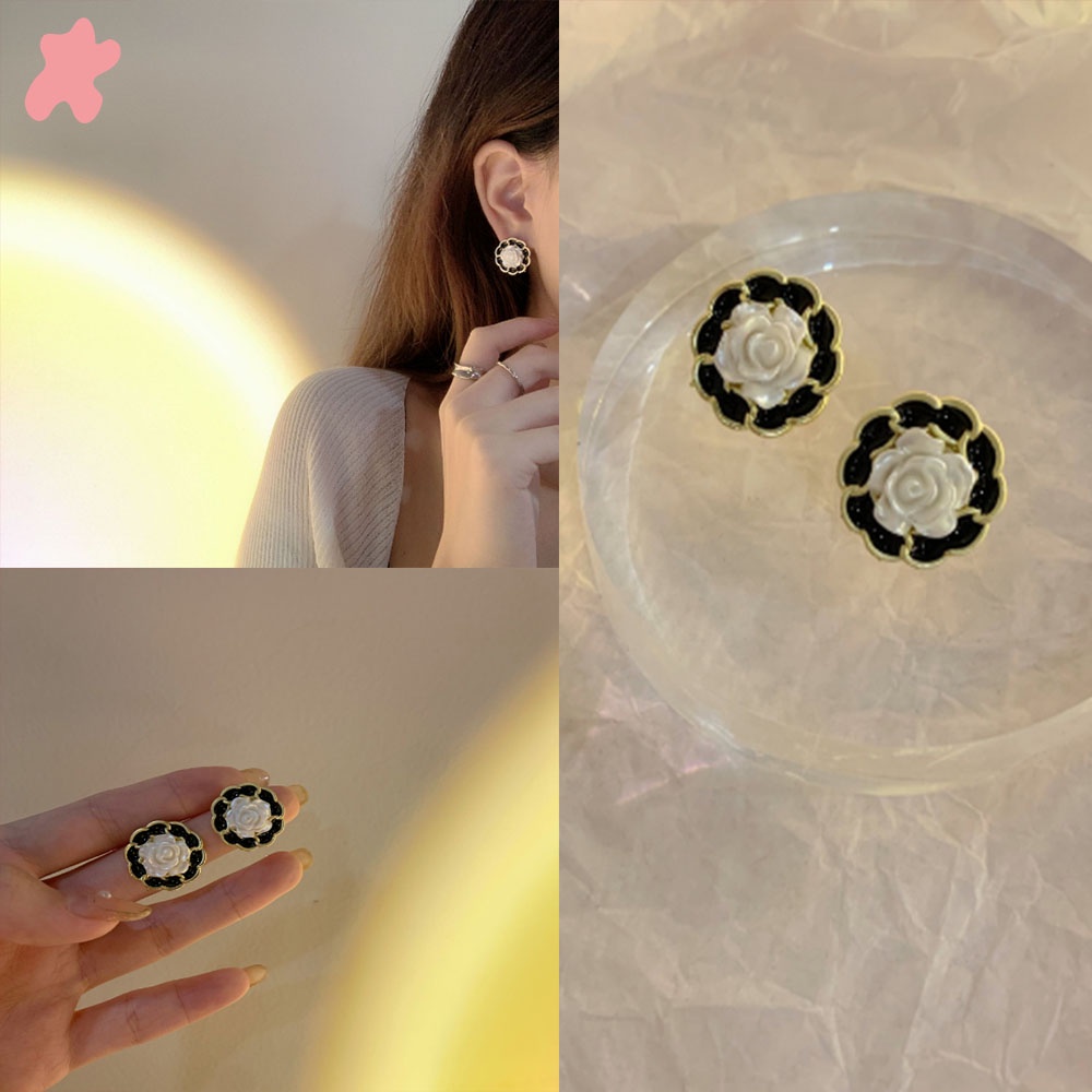 ★★★1 Đôi Bông Tai Hình Hoa Kiểu Retro Pháp Thời Trang Hàn Quốc