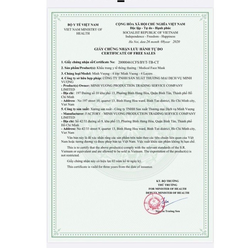 Khẩu trang 4 lớp thương hiệu MINH VƯỢNG hợp 50 cái