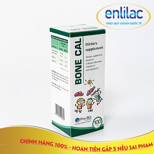 Siro Bone Cal bổ sung Canxi, Vitamin D3, K2 kích thích răng, xương chắc khỏe, phát triển chiều cao chai 100ml Italy