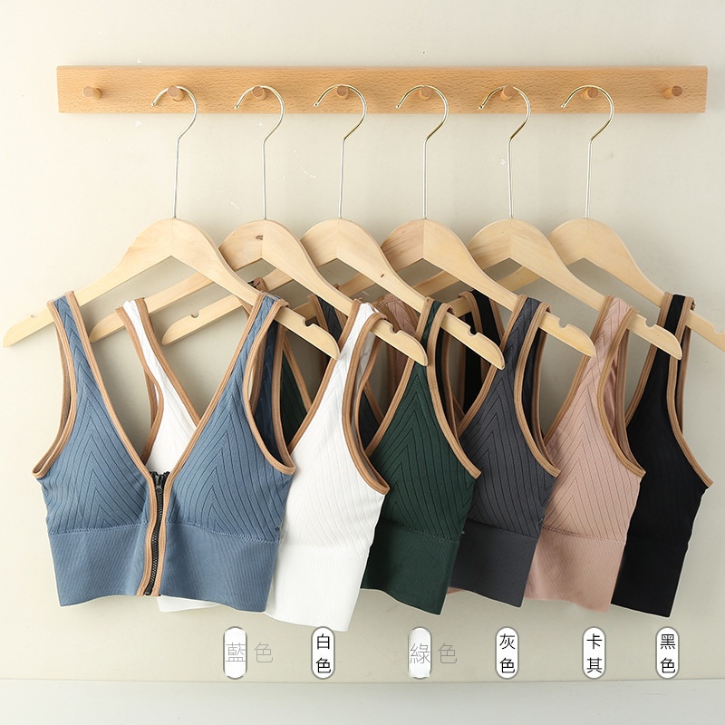 Áo Bra Nữ  Lót Thể Thao Cổ Chữ V Hở Lưng Phối Khóa Kéo Trước Quyến Rũ Cho Nữ