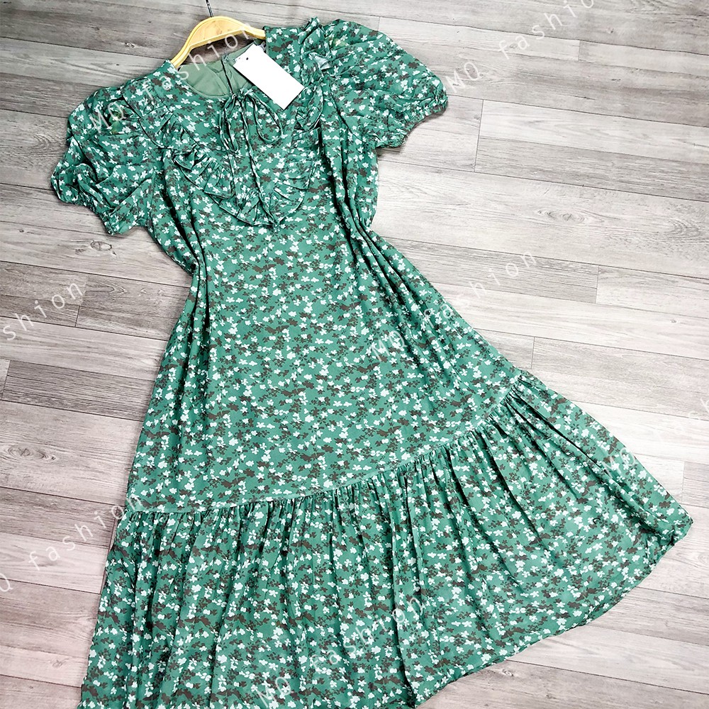 Váy hoa đuôi cá ngắn tay MQ CLOTHING đầm thiết kế bèo ngực dáng dài nữ tính, điệu đà | BigBuy360 - bigbuy360.vn