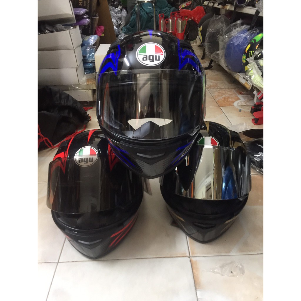 Nón Bảo Hiểm AGU full face tem avenger đỏ như máu hàng chính hãng có tem kiểm định chất lượng
