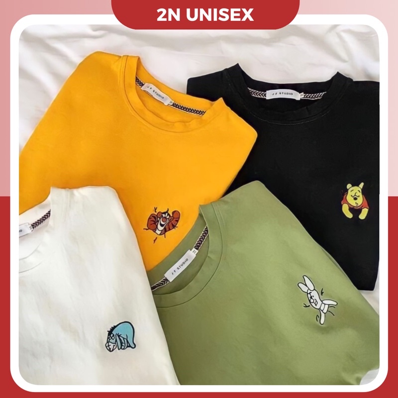Áo thun tay lỡ form rộng - phông nam nữ cotton oversize - T shirt thêu con vật - 2N Unisex