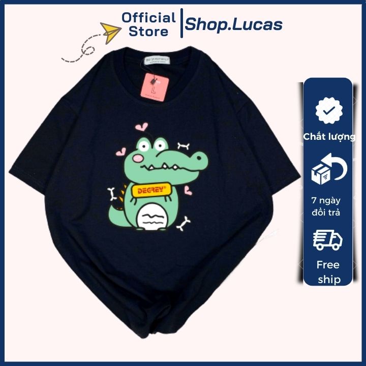 Áo Thun Nam Nữ Unisex Áo Phông vải cotton thoáng mát cổ tròn bigsize XXL 2XL hình con Cá sấu - shop.lucas