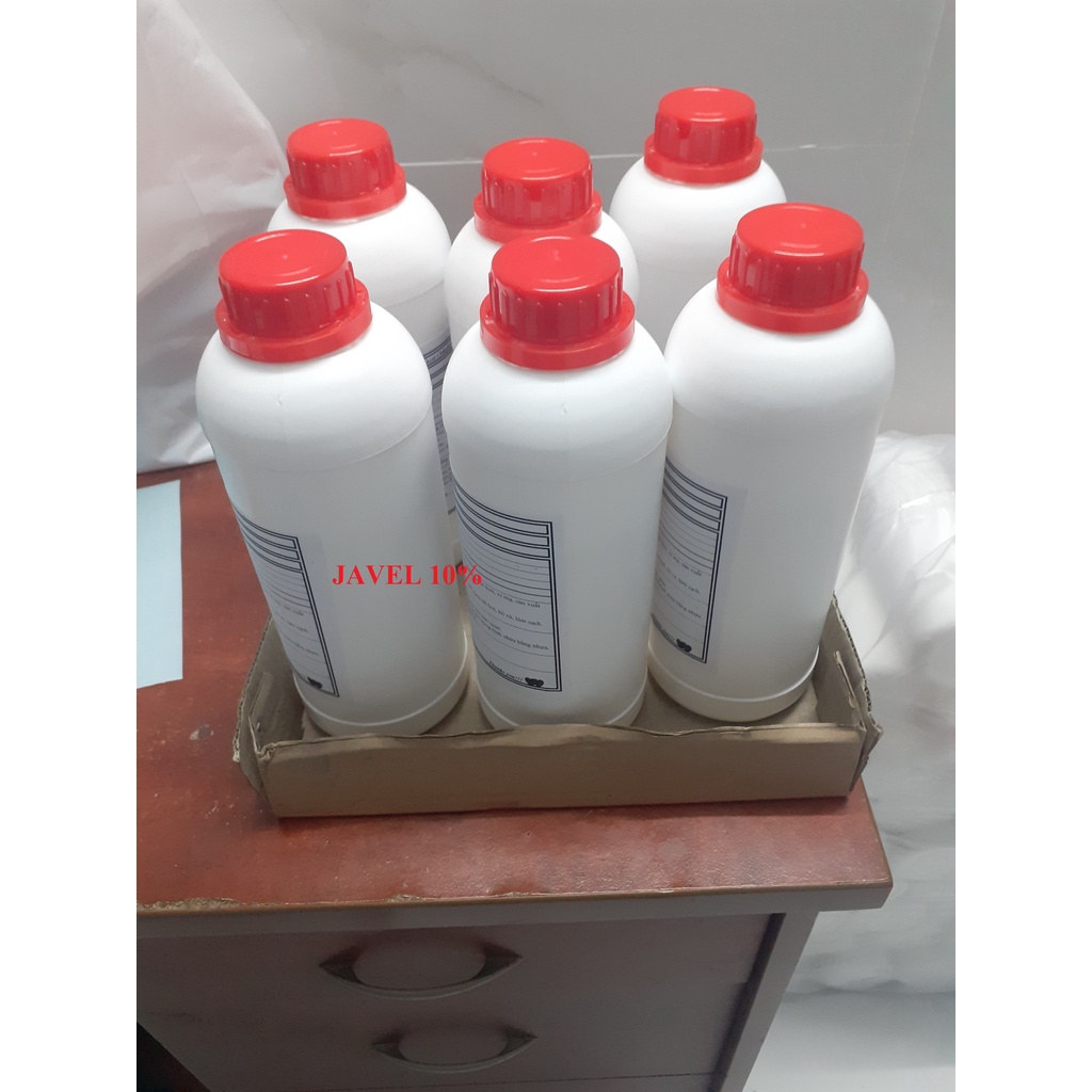 Chai 1 lít nước tẩy trắng quần áo, khử trùng đậm đặc, javel công nghiệp, NaOCl 10%