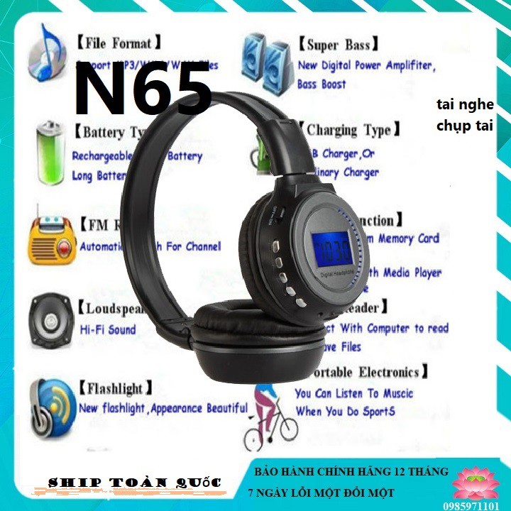 Tai nghe Audifonos N65-bt Bluetooth (Radio, Microsd, DJ,..FM) âm thanh siêu bass cực chuẩn | BigBuy360 - bigbuy360.vn