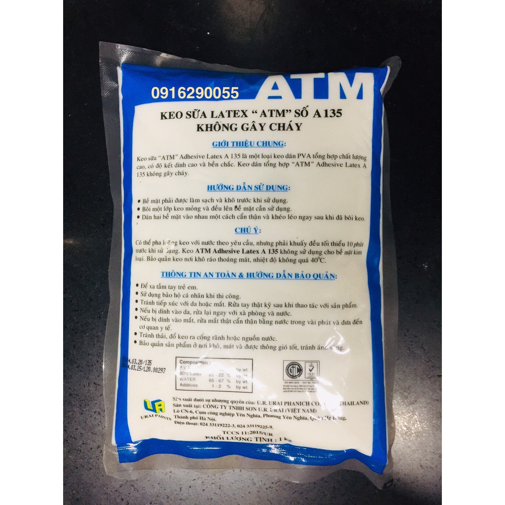 Keo sữa Latex ATM 135 dán gỗ, ván, giấy, simili, tường (1kg)