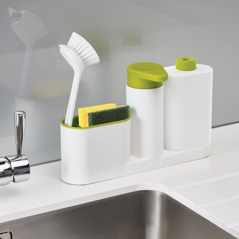 [d] Multifunctional Kitchen Sink Washing Sponge Storage Rack Soap Dispenser Hand Detergent Bottle Organizer Stand