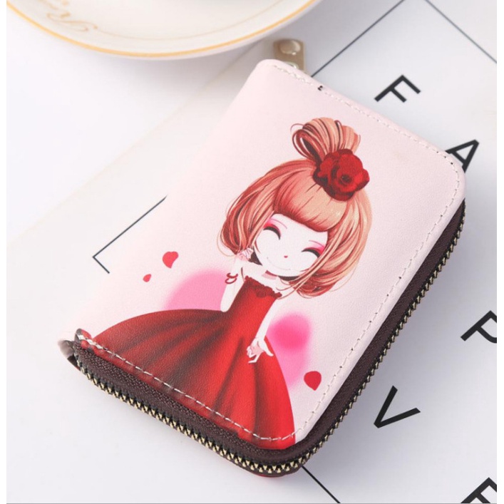 Ví nữ mini cao cấp hình dâu tây in 2 mặt nhiều ngăn VN012