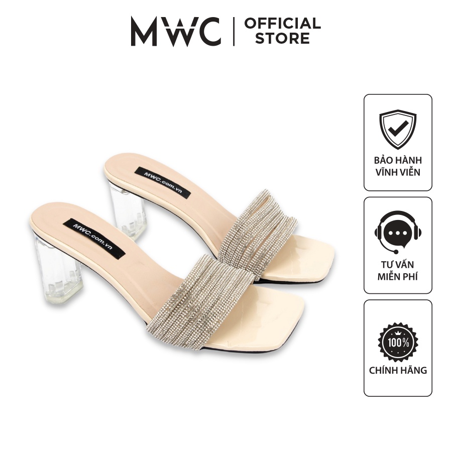 Guốc MWC 4256 - Guốc Cao Gót Quai Ngang Đế Thủy Tinh