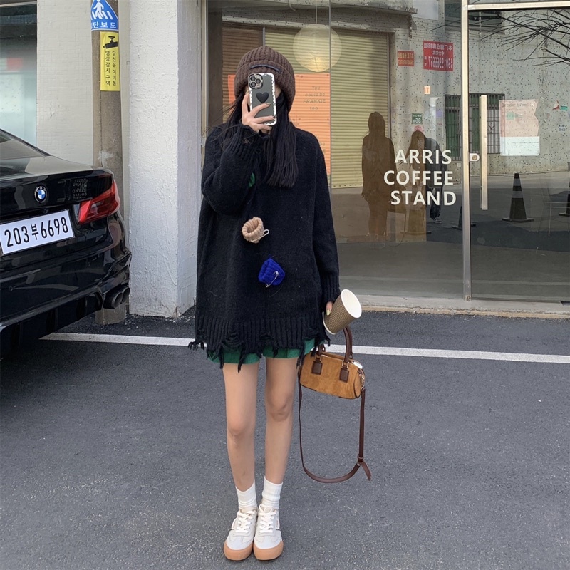 Áo len ghim mũ freesize