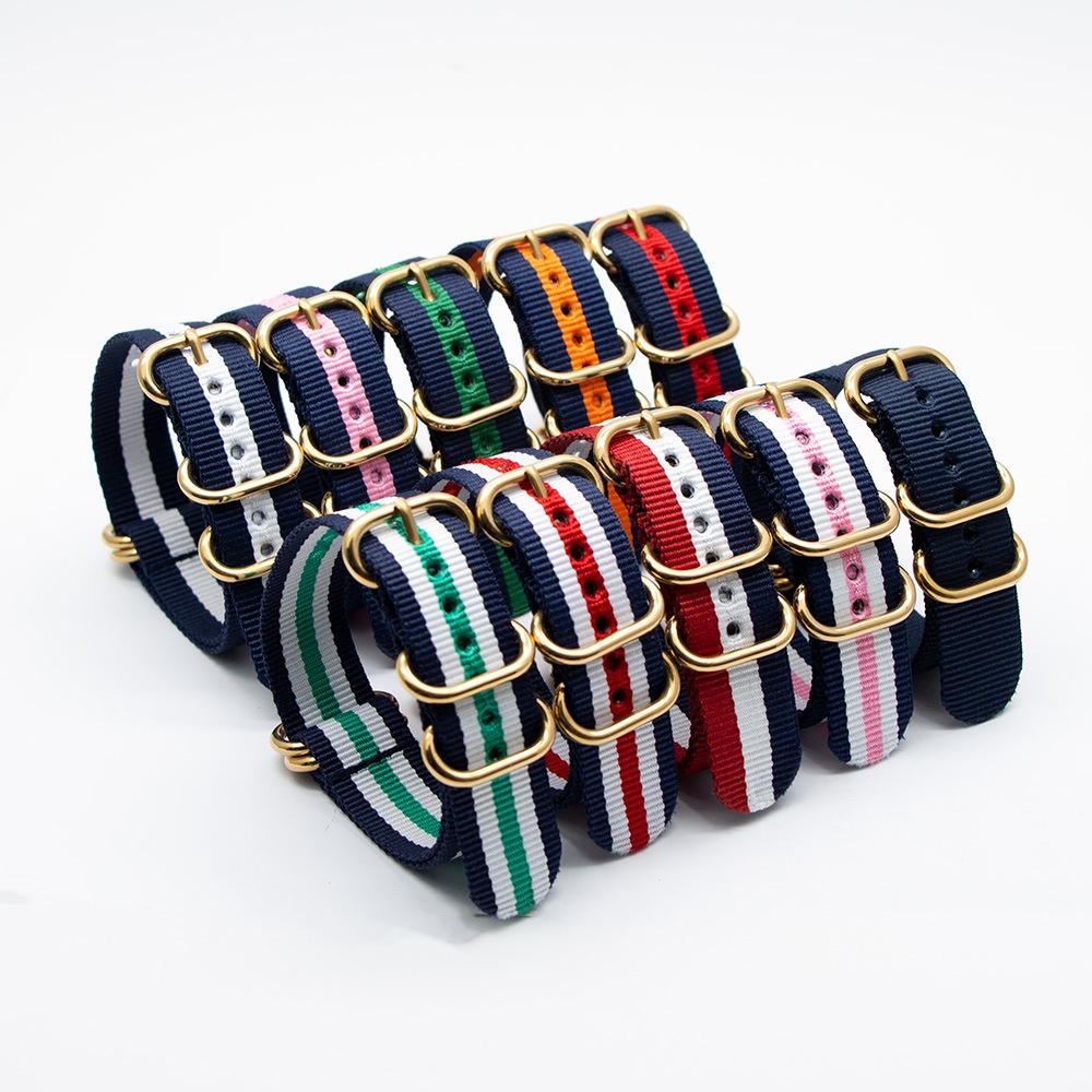 Dây Đeo Đồng Hồ Bằng Vải Nylon Có Khóa Vàng 18mm 20mm 22mm 24mm