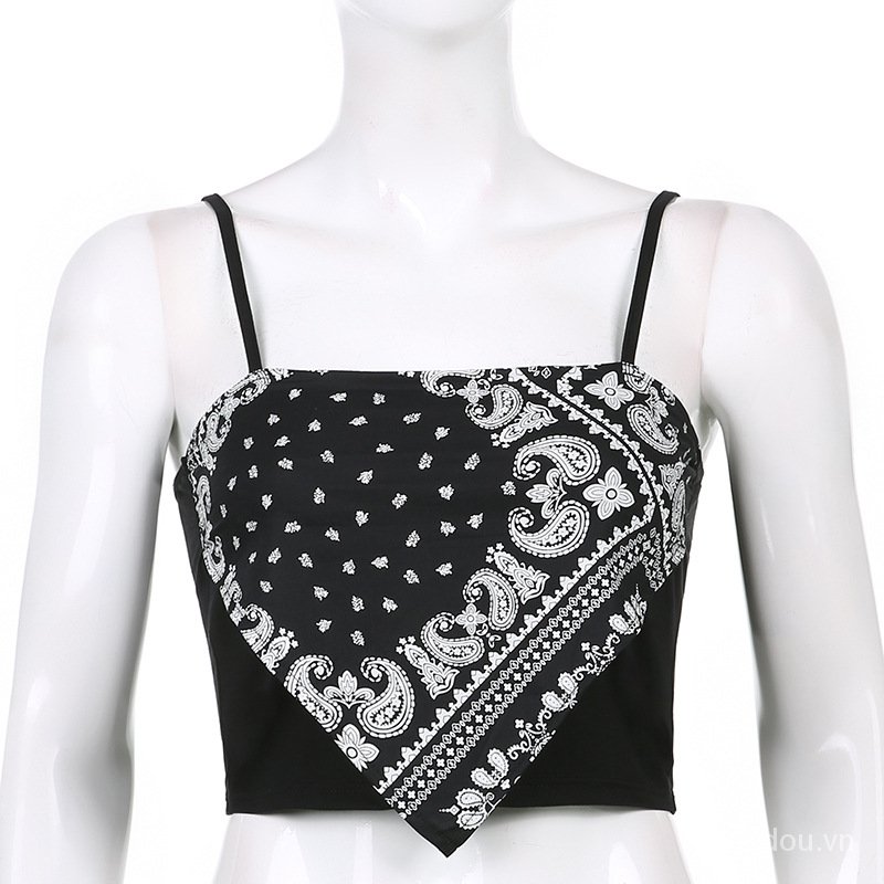 Áo Sát Nách Hoạ Tiết In Thiết Kế Hở Lưng Quyến Rũ