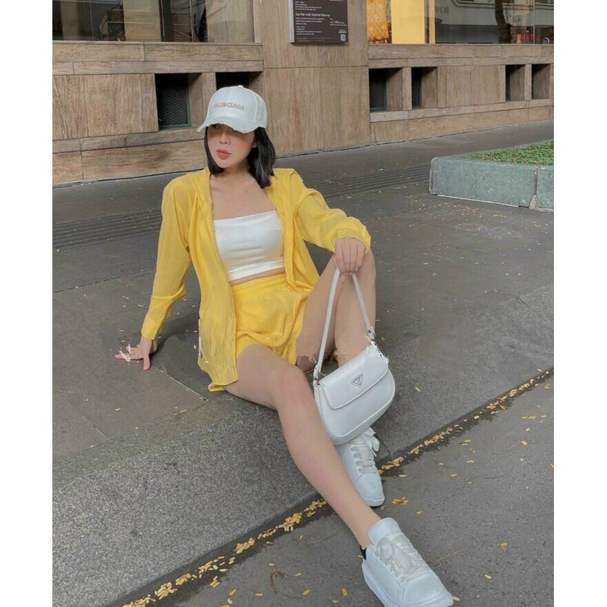 Set Sơ Mi Tay Dài Và Quần Đùi Kèm Áo Trong Hai Dây Thời Trang Nữ Rose Fashion