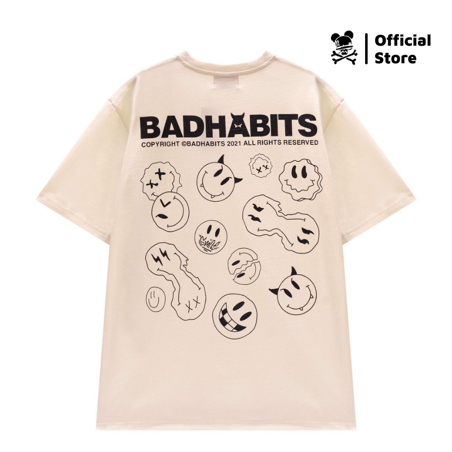 Áo Thun Unisex Bad Habits Smile Màu Cream 100% Cotton - Local Brand Chính Hãng