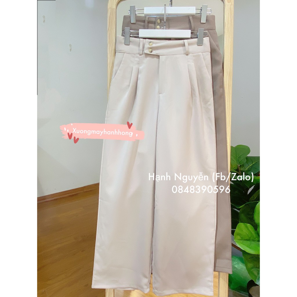 Quần ống suông Culottes Ulzang hack dáng Quần ống rộng cạp siêu cao - Xưởng May Hạnh Hồng