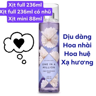 Xịt Thơm Toàn Thân Bath & Body Works one in a million 236ml thường vs nhũ/ 88ml hãng