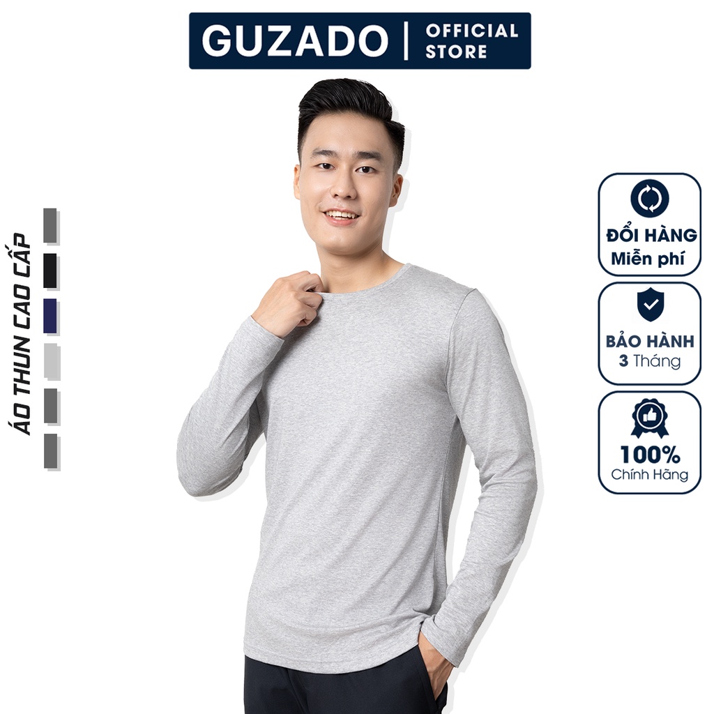 Áo sweater giữ nhiệt dài tay nam thu đông GUZADO Chất Cotton CVC Cao Cấp Co giãn 4 Chiều, vận động thoải mái GTD216
