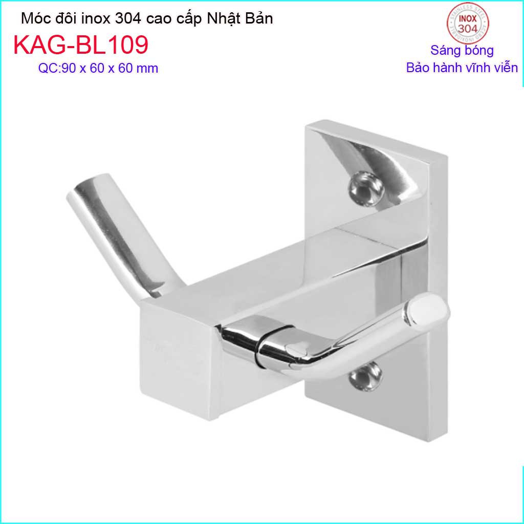 Móc khăn 2 Inox Kace, móc đôi Inox SUS304 Nhật Bản, móc treo đồ