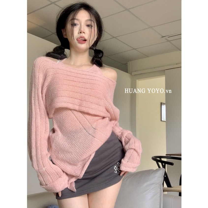 kumikumi Áo Dệt Kim Tay Dài Màu Hồng Thời Trang Hàn Quốc Dành Cho Nữ croptop