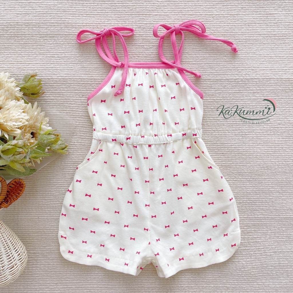 JUMSUIT 2 dây chun eo chất liệu cotton cho bé gái  Kakummi