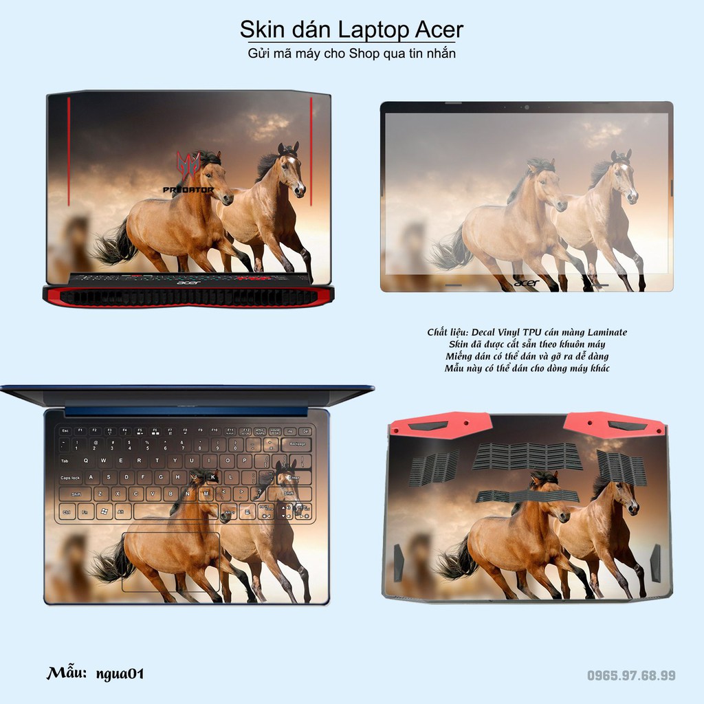 Skin dán Laptop Acer in hình Con ngựa (inbox mã máy cho Shop)