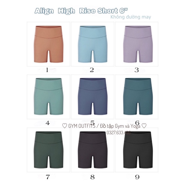 Quần Tập Thể Thao Lululemon Align High Rise Short 6" Không Đường May Tập Gym - YoGa Cao Cấp DK067	067