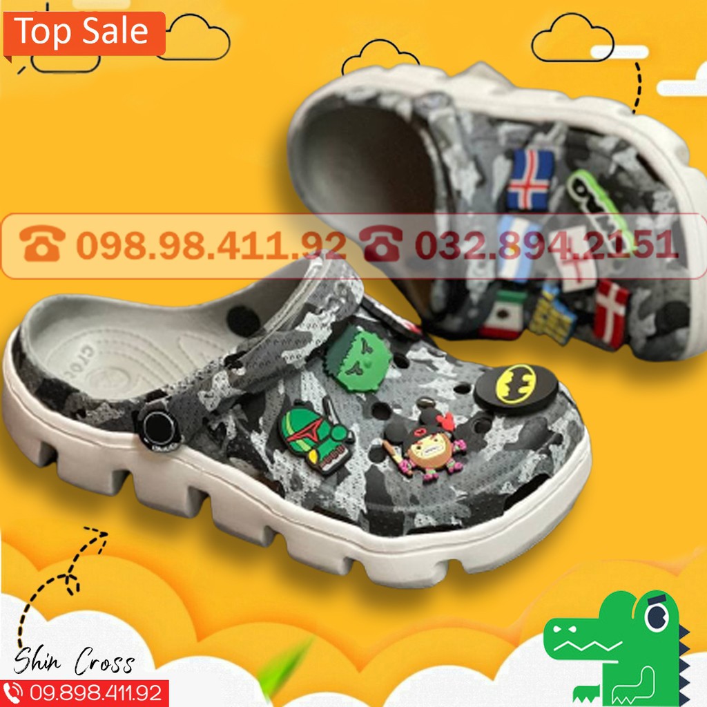 dép cross💖HOTREND💖dép cross vảy sơn đế xám ràn ri camo DEPCR7KL1 tặng thêm 12 sticker cross