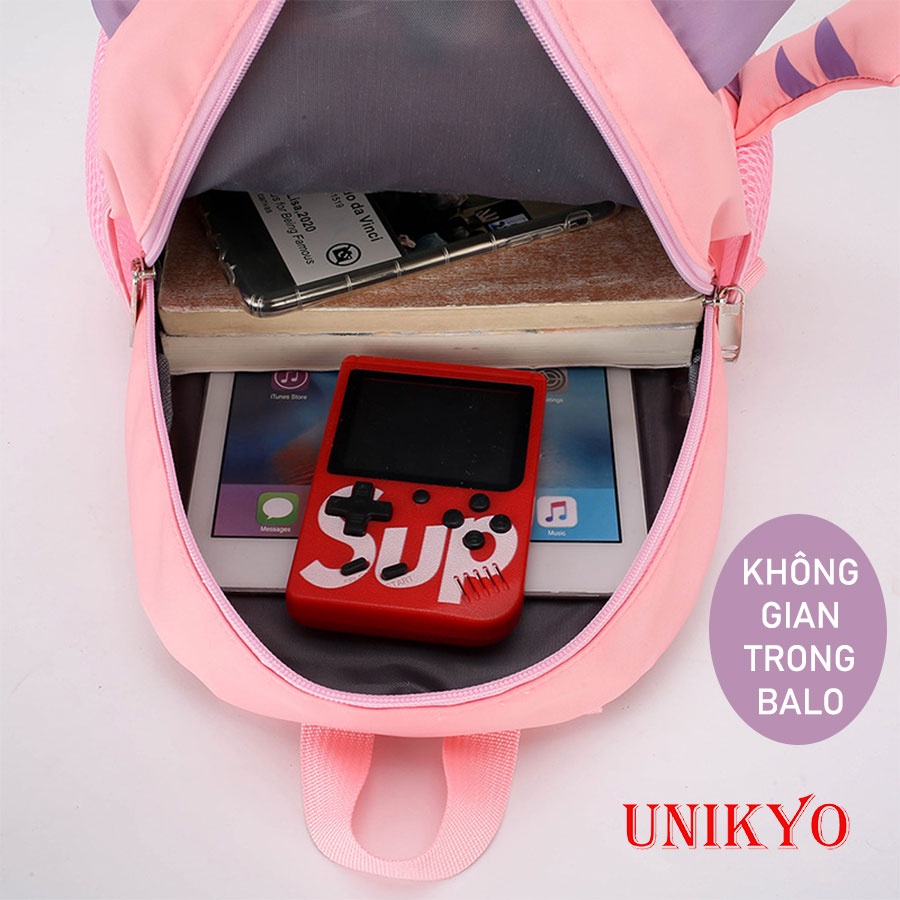 Balo cặp cho bé trai gái đi học ba lô trẻ em mầm non mẫu giáo 3-5 tuổi chống nước siêu nhẹ mèo cá ngộ nghĩnh Unikyo UN22