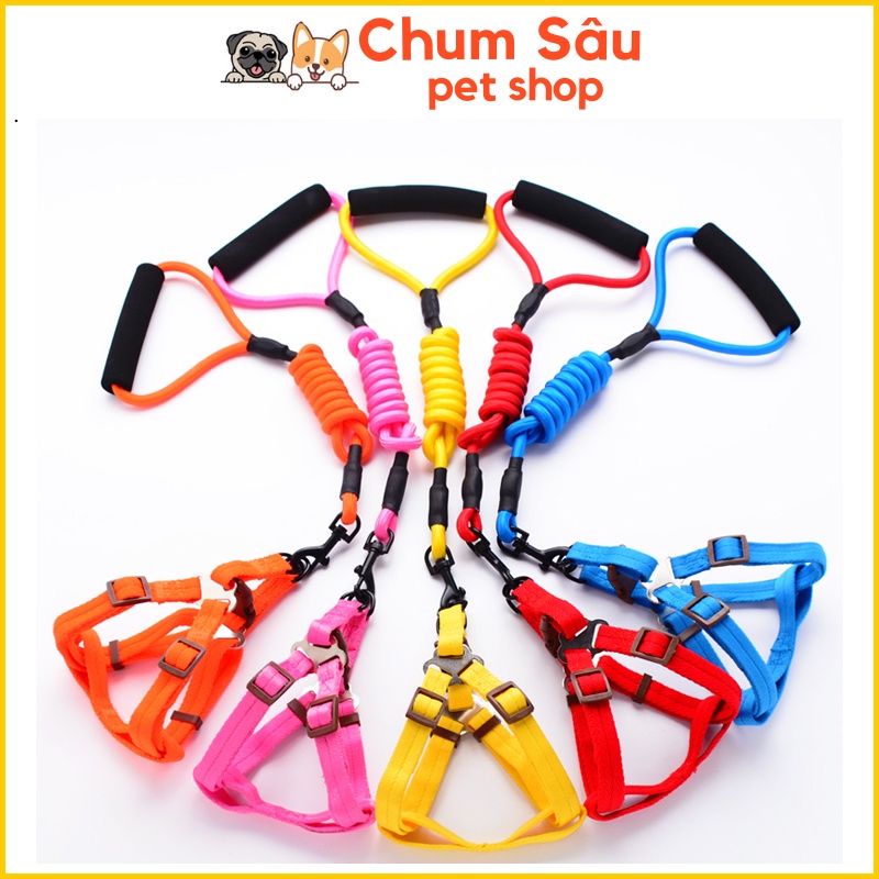 Dây dắt chó mèo kèm yếm có tay câm xốp