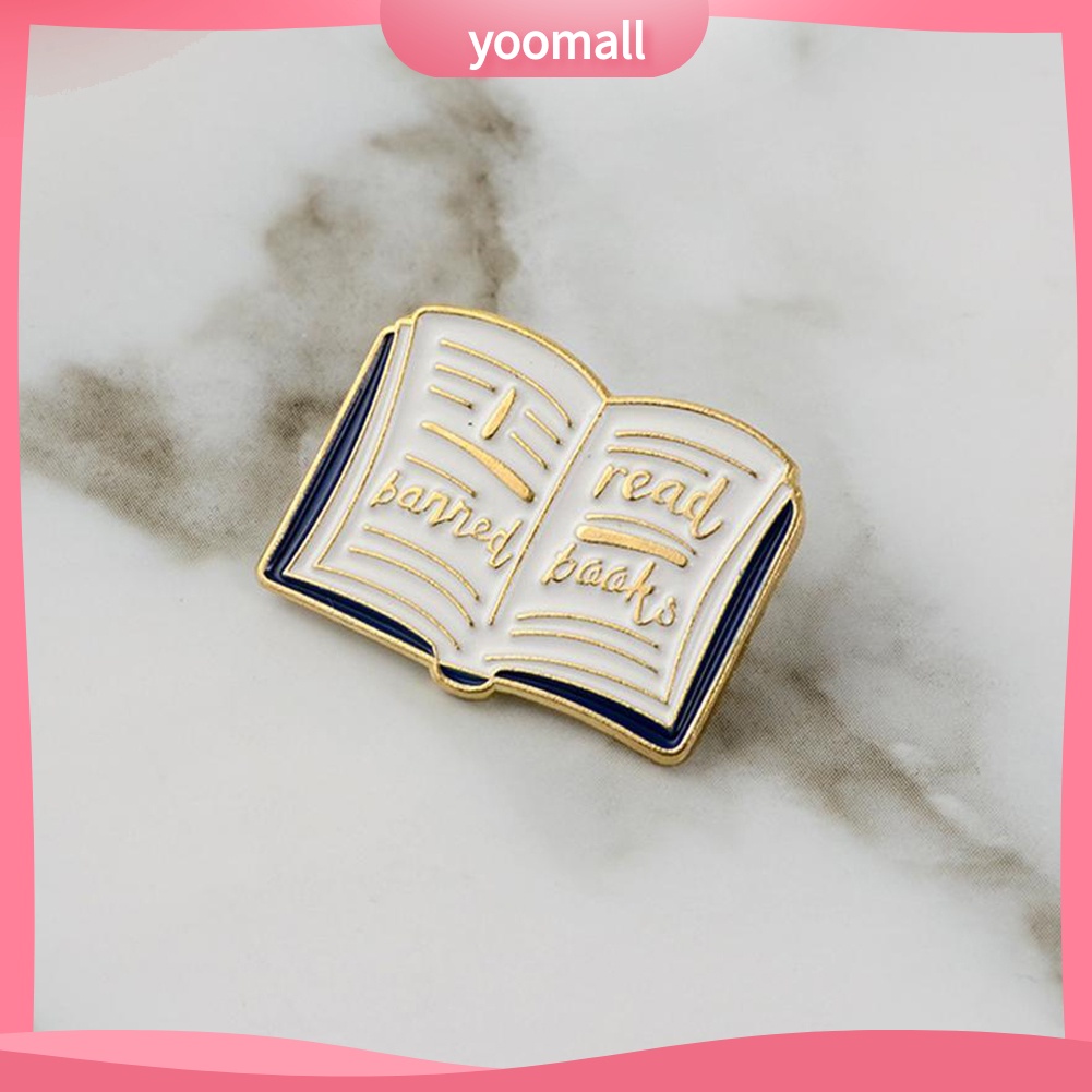 Ghim Cài Áo Hình Cuốn Sách Đọc Sách Tráng Men In Chữ Tiếng Anh Độc Đáo Cho Nữ