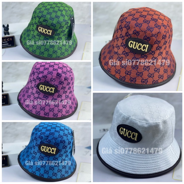 Mũ bo cụp bucket vải nhập dệt G—G đặc sắc unisex thời trang (hình thật)