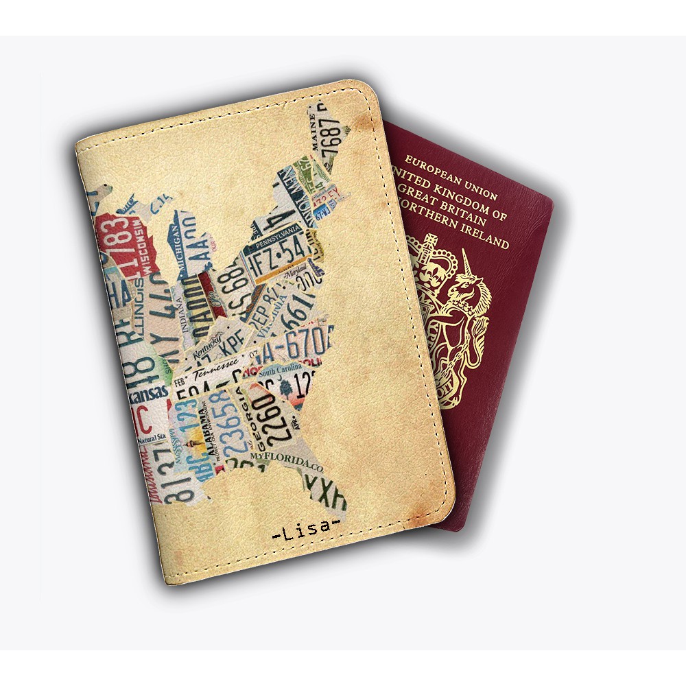 Bao da passport/hộ chiếu cao cấp in hình nước Mỹ USA- mã LU_PP_220