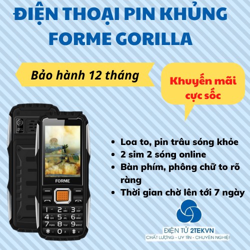 [Sốc] Điện thoại pin khủng FORME Gorilla 2 sim loa to thích hợp cho người già sử dụng