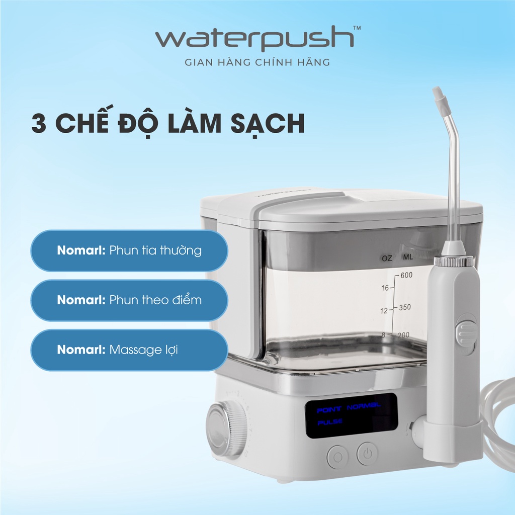 Máy tăm nước gia đình cao cấp WaterPush 1912 - Bình siêu lớn - Áp lực nước tiêu chuẩn 1 đổi 1 trong 12 tháng