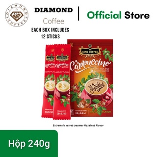 Thơm ngon💕💕thơm béo💕💕cà phê hòa tan king coffee hazelnut flavor vị hạt dẻ - hộp 12 gói x 20g