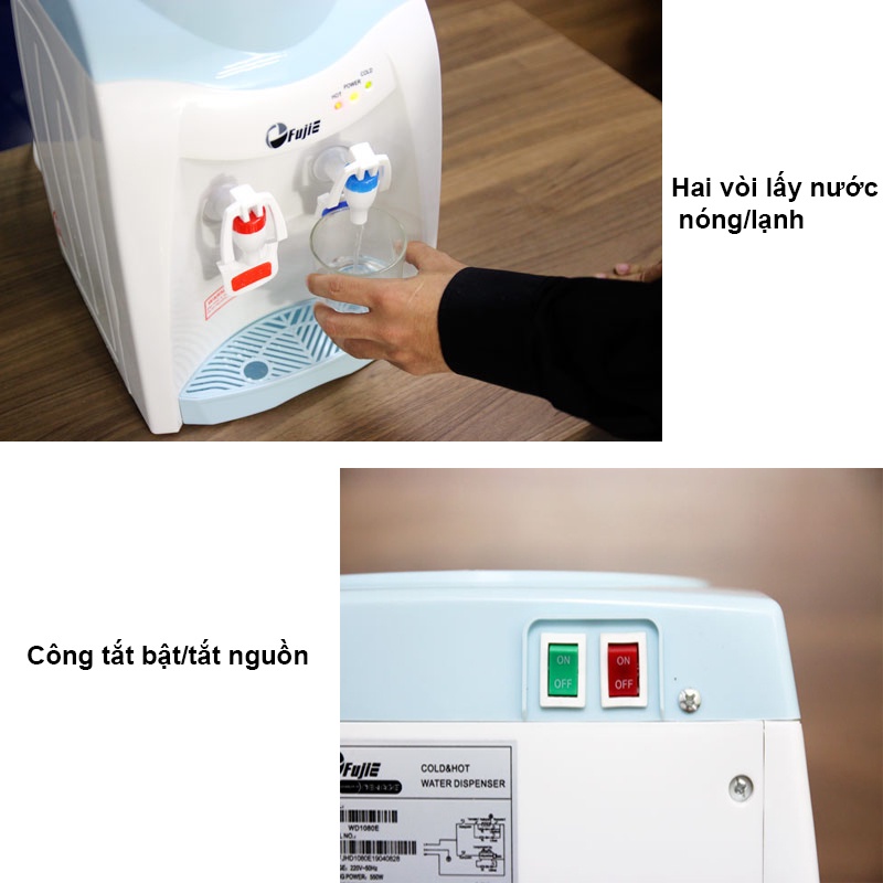 Cây nước nóng lạnh mini nhập khẩu CN Nhật Bản FUJIHOME WD5510E, máy nước uống nóng lạnh tự động ngắt tiết kiệm điện