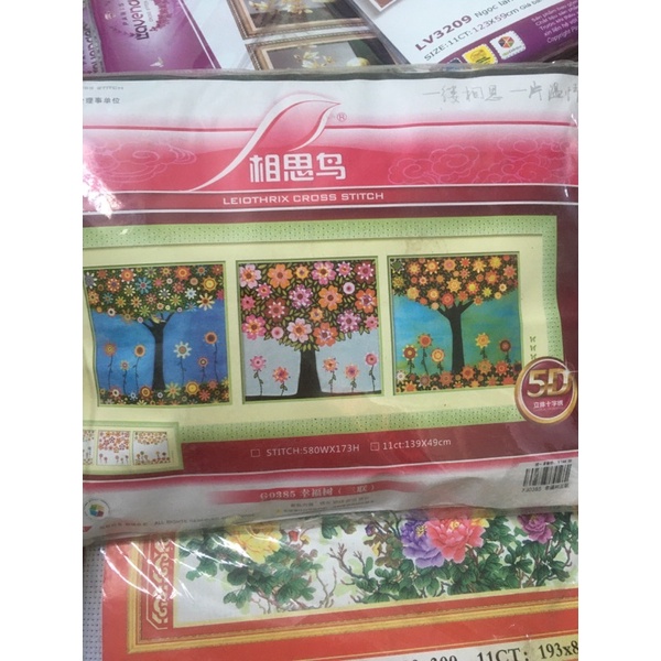 tranh 3 khúc cây hoa