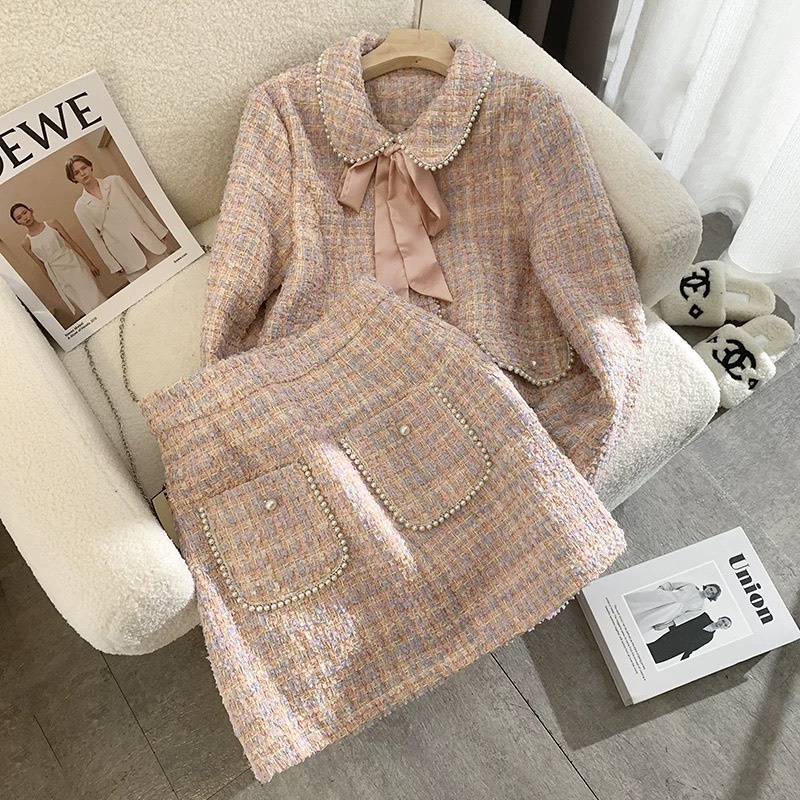 Set Dạ Nơ Xinh Xắn Cho Các Nàng Công Sở Chất Dạ Siêu Mềm Mịn - Lilly Store
