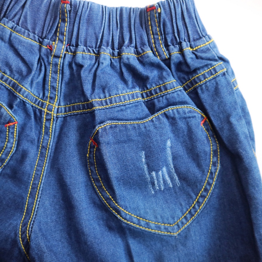 [Mã BMBAU50 giảm 7% đơn 99K] Quần Shorts Jean Bé Gái 9-28kg Đính Hoa, Túi Sau Trái Tim SILBER KIDS