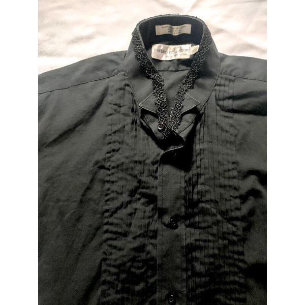 2Hands | Đầm sơ mi bá tước đen phối ren sang trọng