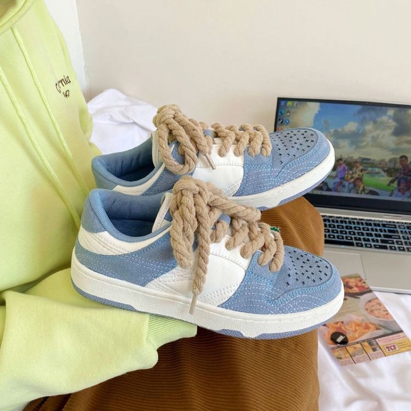 Giày Thể Thao Cổ Thấp Phối Dây Thừng Thời Trang Nam Nữ
