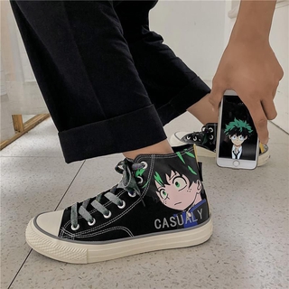 Giày vải canvas cổ cao in hình anime cá tính