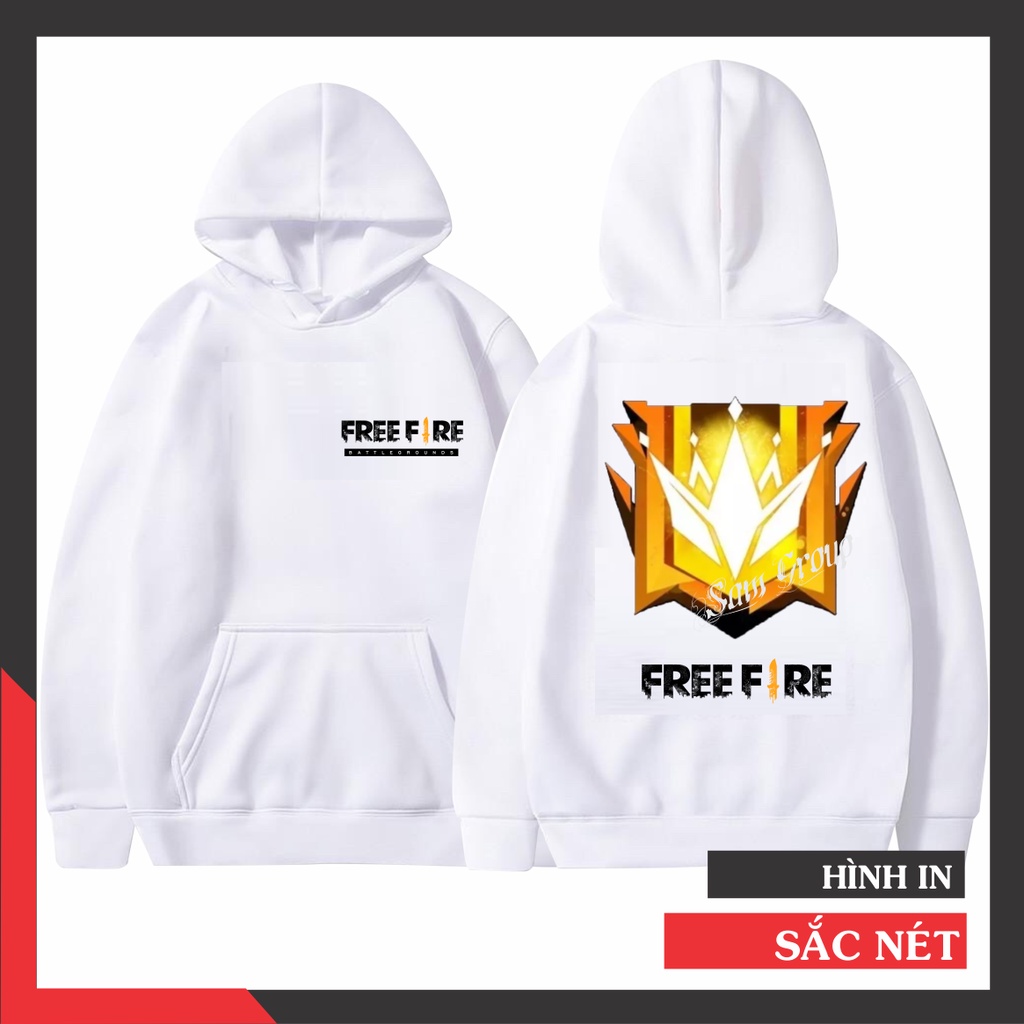 Áo khoác hoodie free fire [ TẶNG KÈM 1 NÓN ] rank thách đấu chất nỉ mềm mịn hình in sắc nét dành cho game thủ